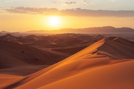 Breathtaking sunset over the vast desert landscapeの素材