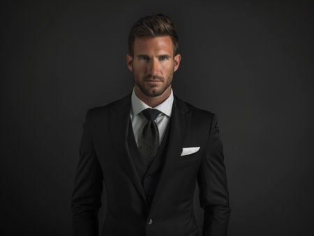 Serious businessman in dark suit and tieの素材