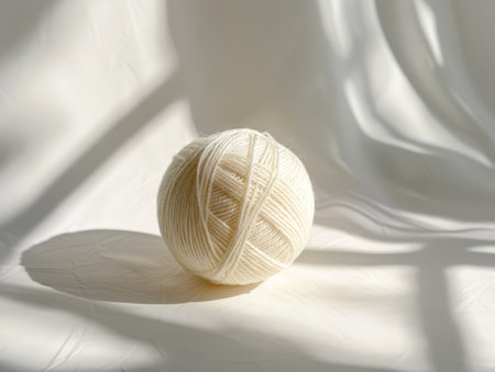 Soft yarn ball on a light backgroundの素材