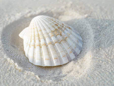 Seashell on sandy beachの素材