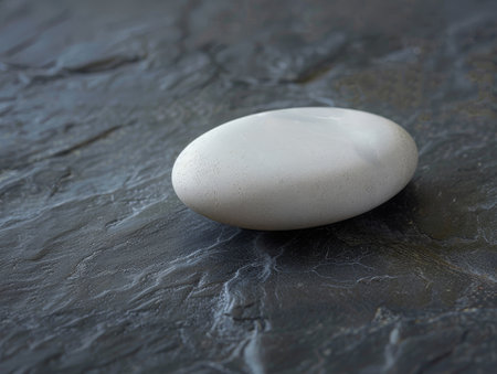 White egg on dark slate backgroundの素材