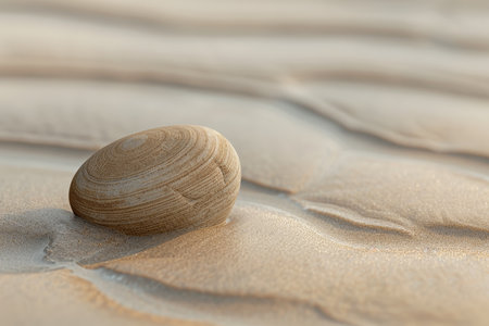Smooth seashell on sandy beachの素材