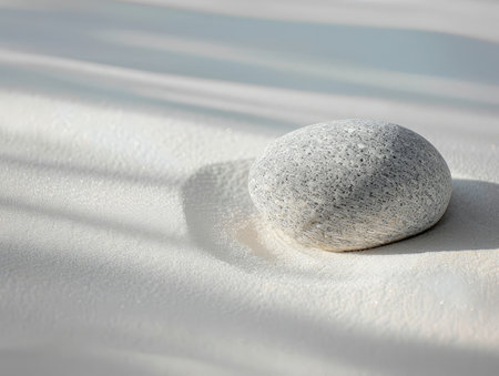 Smooth stone on sandy beachの素材
