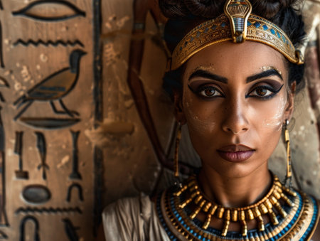 Mysterious egyptian woman in traditional costumeの素材