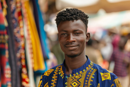 portrait of a smiling young african manの素材