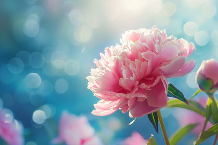 Vibrant pink peony flower in bloomの素材