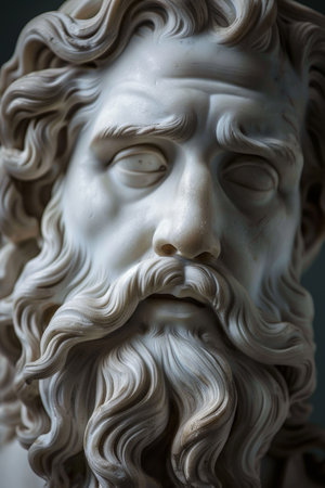 Detailed sculpture of a bearded manの素材