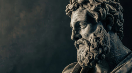 Dramatic portrait of an ancient greek or roman statueの素材