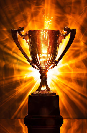 golden trophy with sparkling lightsの素材