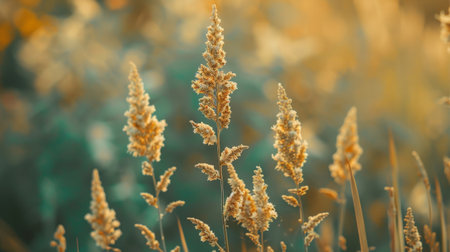 Autumn grass in warm sunlightの素材