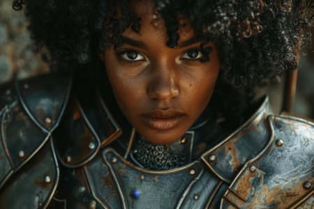 Captivating portrait of a young woman with striking featuresの素材