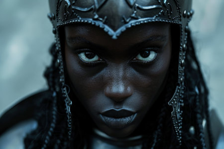 Mysterious warrior in dark attireの素材