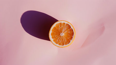 Sliced orange on pink backgroundの素材