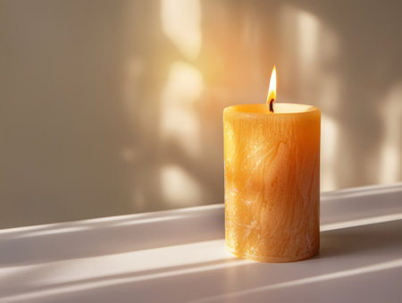 Warm and cozy candle lighting up a roomの素材