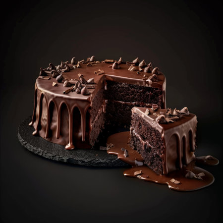 Decadent chocolate cake with dripping glazeの素材