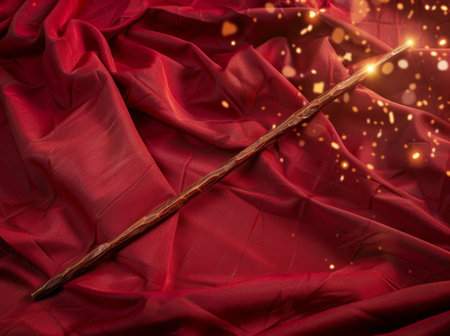 Magical red fabric with glowing lightsの素材
