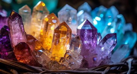 Vibrant Gemstone Crystal Clusterの素材