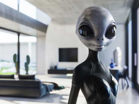 Alien figure in modern interiorの素材