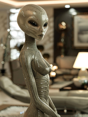 Alien figure in futuristic interiorの素材