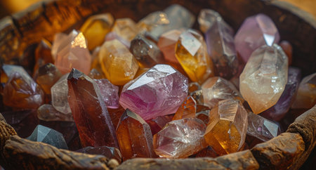 Vibrant collection of colorful crystals and gemstonesの素材