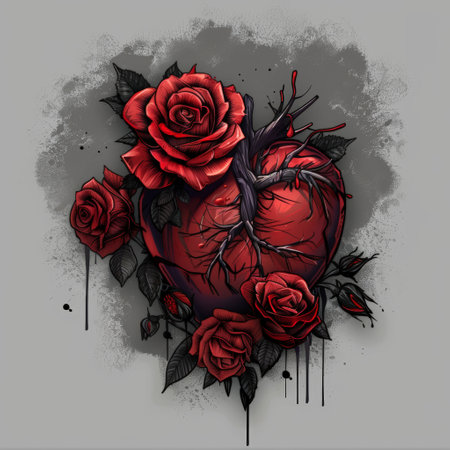 dark gothic rose floral illustrationの素材