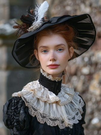 Elegant woman in historical costumeの素材