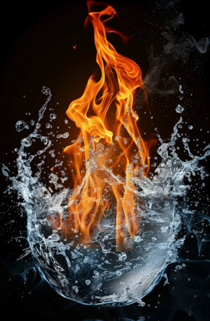 Dramatic fire and water collisionの素材