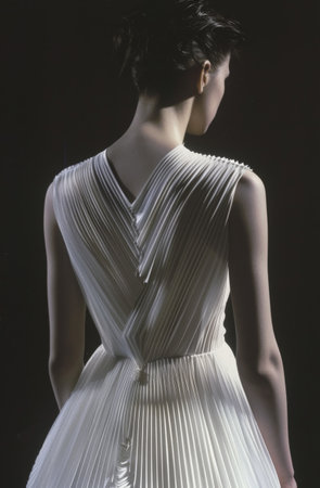 Dramatic pleated white dressの素材