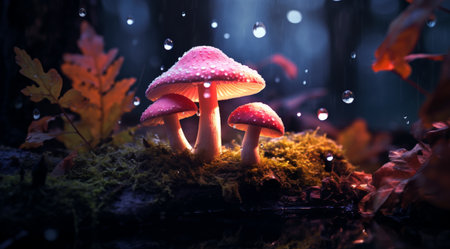 Magical mushrooms in the forestの素材