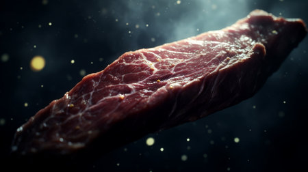 Juicy raw meat with water dropletsの素材