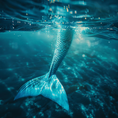Magical mermaid tail underwaterの素材