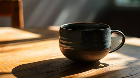 Cozy coffee cup on wooden tableの素材