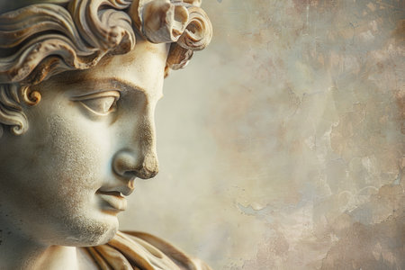 ancient greek statue face close-upの素材