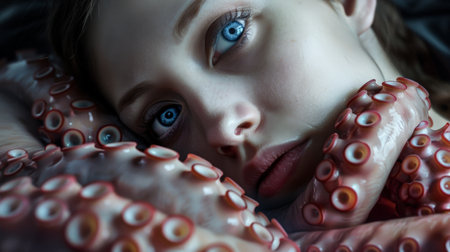 Mysterious blue-eyed woman with tentaclesの素材