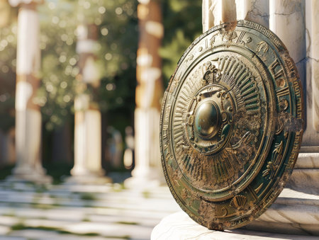 Ornate antique clock in a garden settingの素材