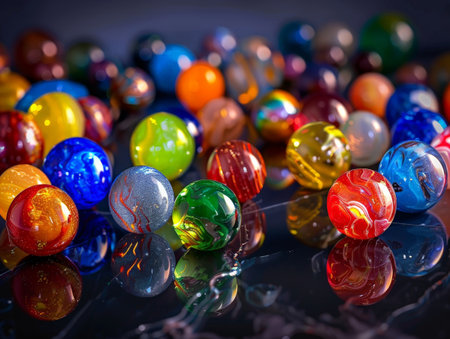 Vibrant Marbles Reflecting Lightの素材