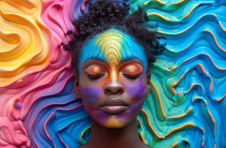 Vibrant and colorful face artの素材