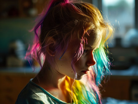 colorful hair of young personの素材