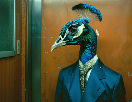 Peacock in a suitの素材