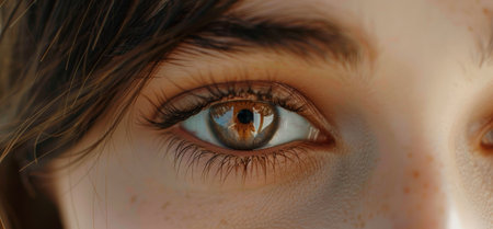 Closeup of a human eye with long eyelashesの素材