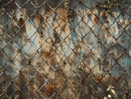 Rusty metal grid pattern with grunge textureの素材