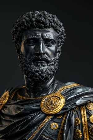 Dramatic portrait of ancient roman emperor statueの素材