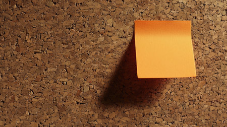 orange square on cork backgroundの素材