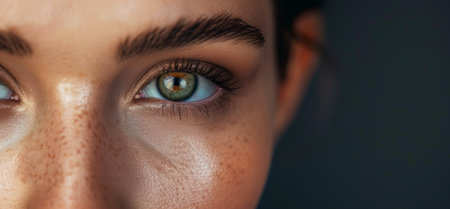close-up of a person's eye with long eyelashesの素材