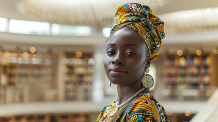portrait of a woman wearing traditional african clothingの素材