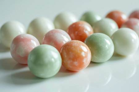 Colorful marbles on a white backgroundの素材