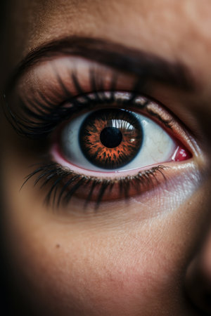 Macro shot of a human eye with intricate iris patternsの素材