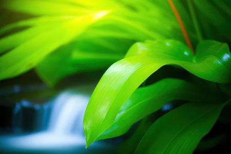 Close-up of lush green leavesの素材