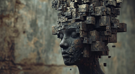 Surreal abstract face sculptureの素材