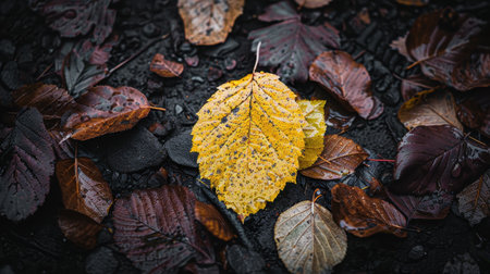 Autumn leaves on the groundの素材